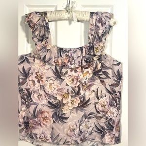 Antoni Melani Floral Ruffle Sleeve Blouse Sz Medium